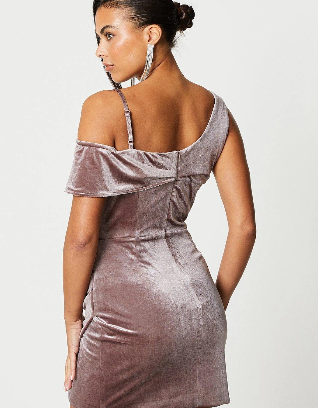 Sophie Habboo Assymetric Velvet Wrap Skirt Mini Dress