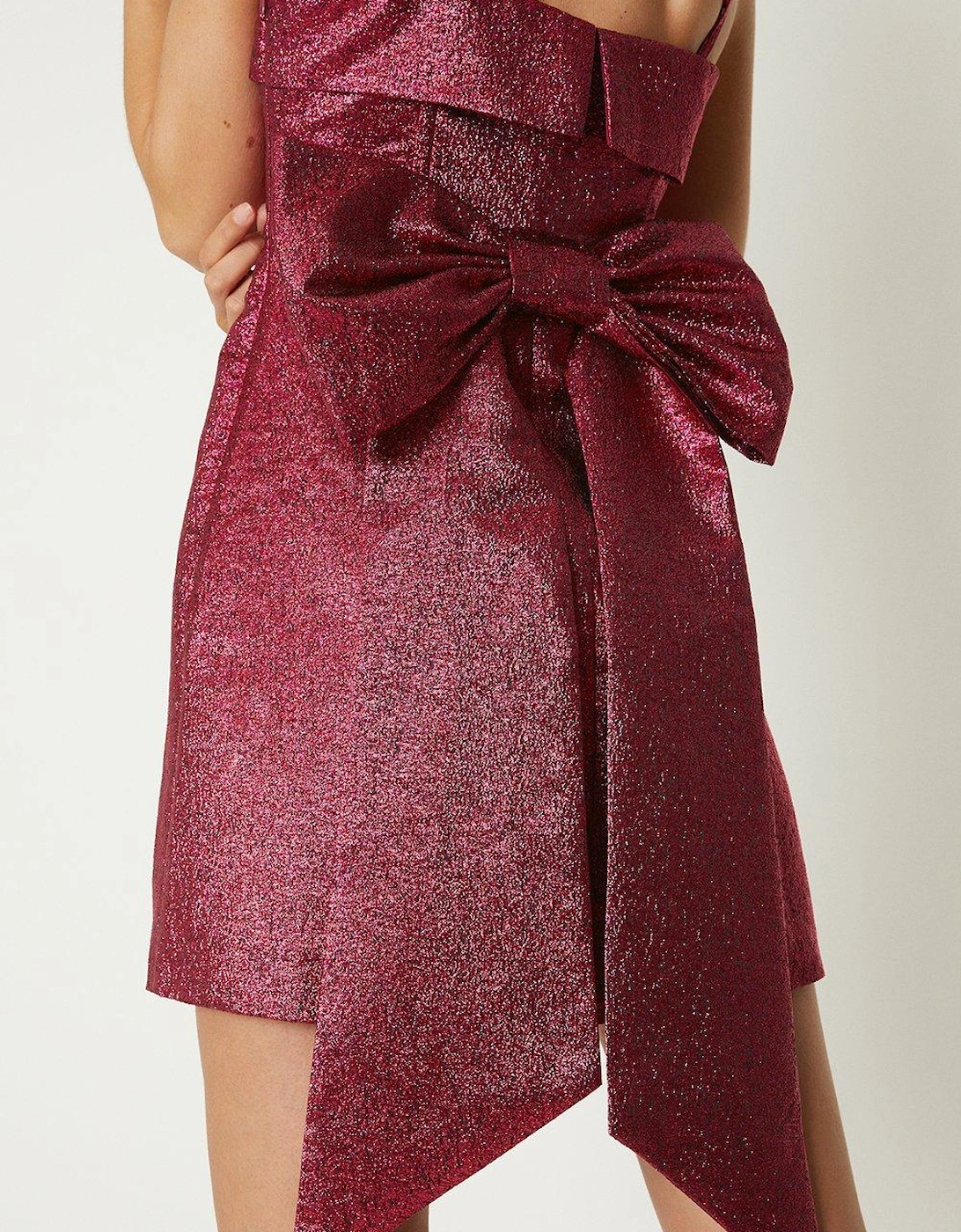 Bow Back Jacquard Mini Dress