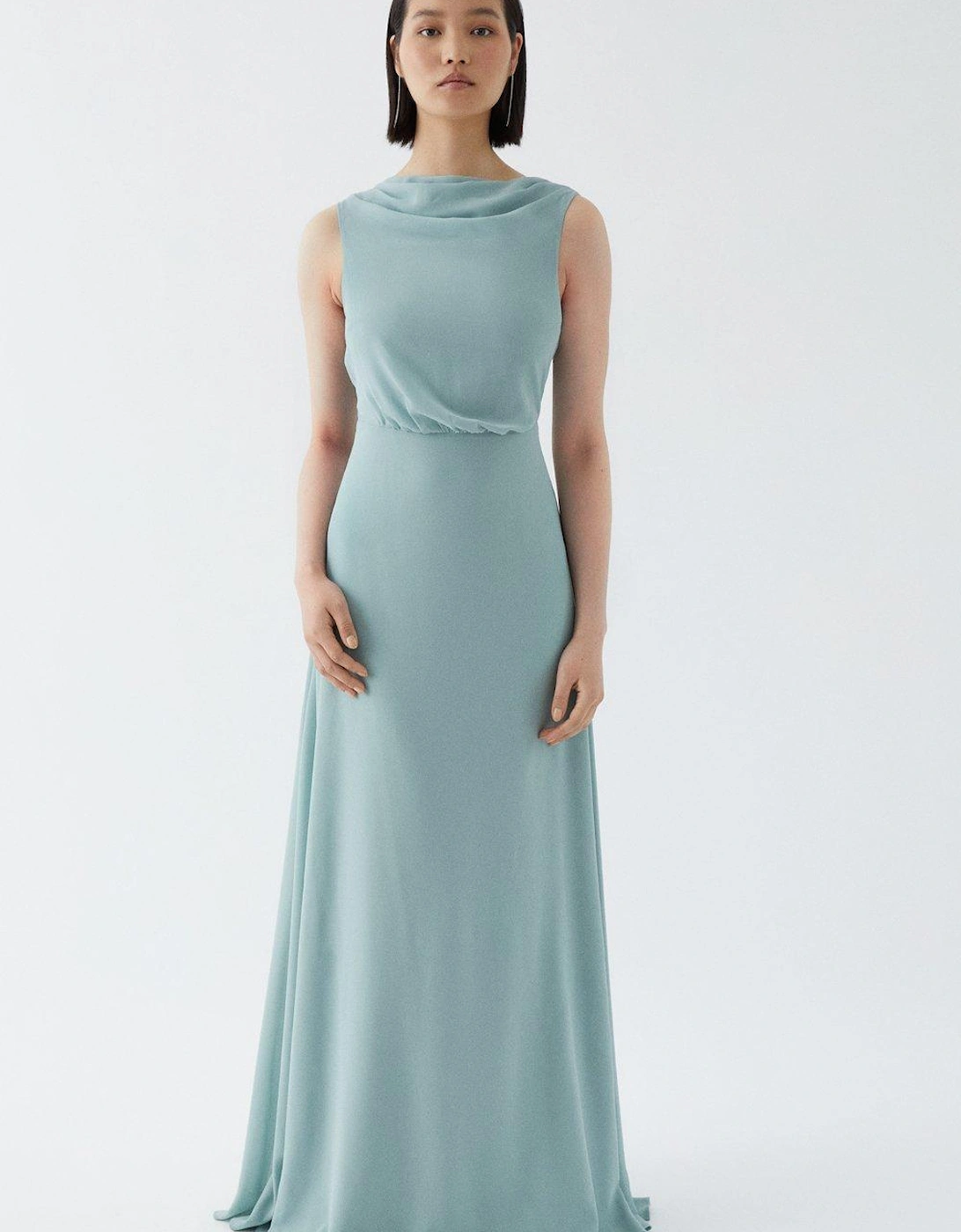 Blouson Bodice Draped Back Bridesmaids Maxi Dress, 6 of 5