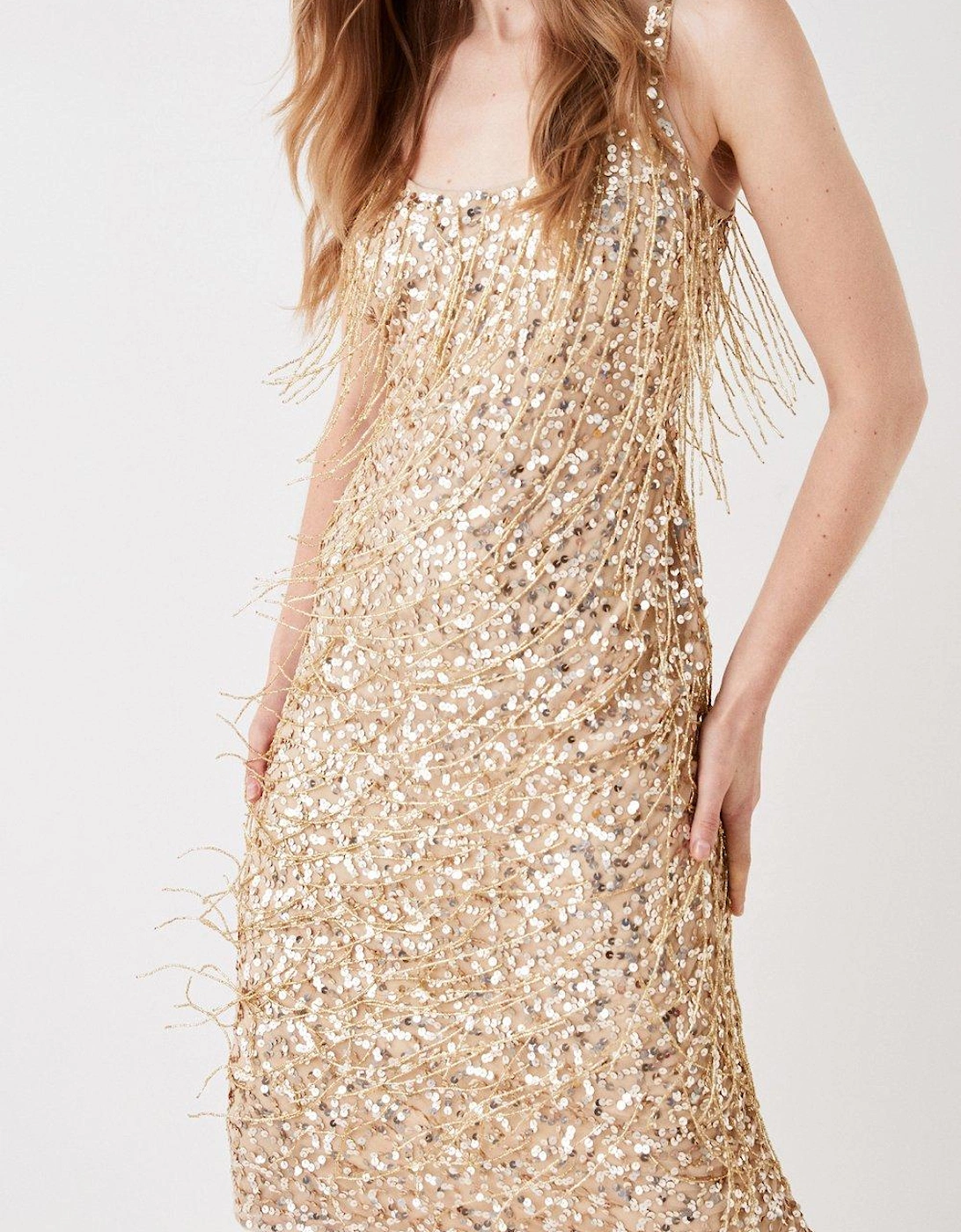 Sequin & Bead Midi Cami Dress