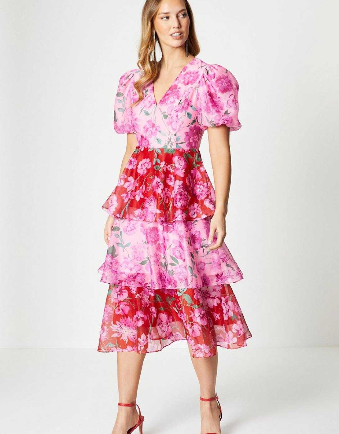 Print Layered Organza Midi Dress, 5 of 4