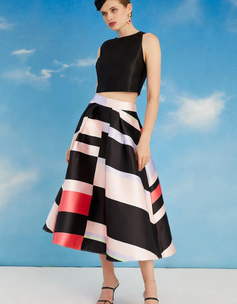 Lisa Tan Geo Stripe Full Midi Skirt