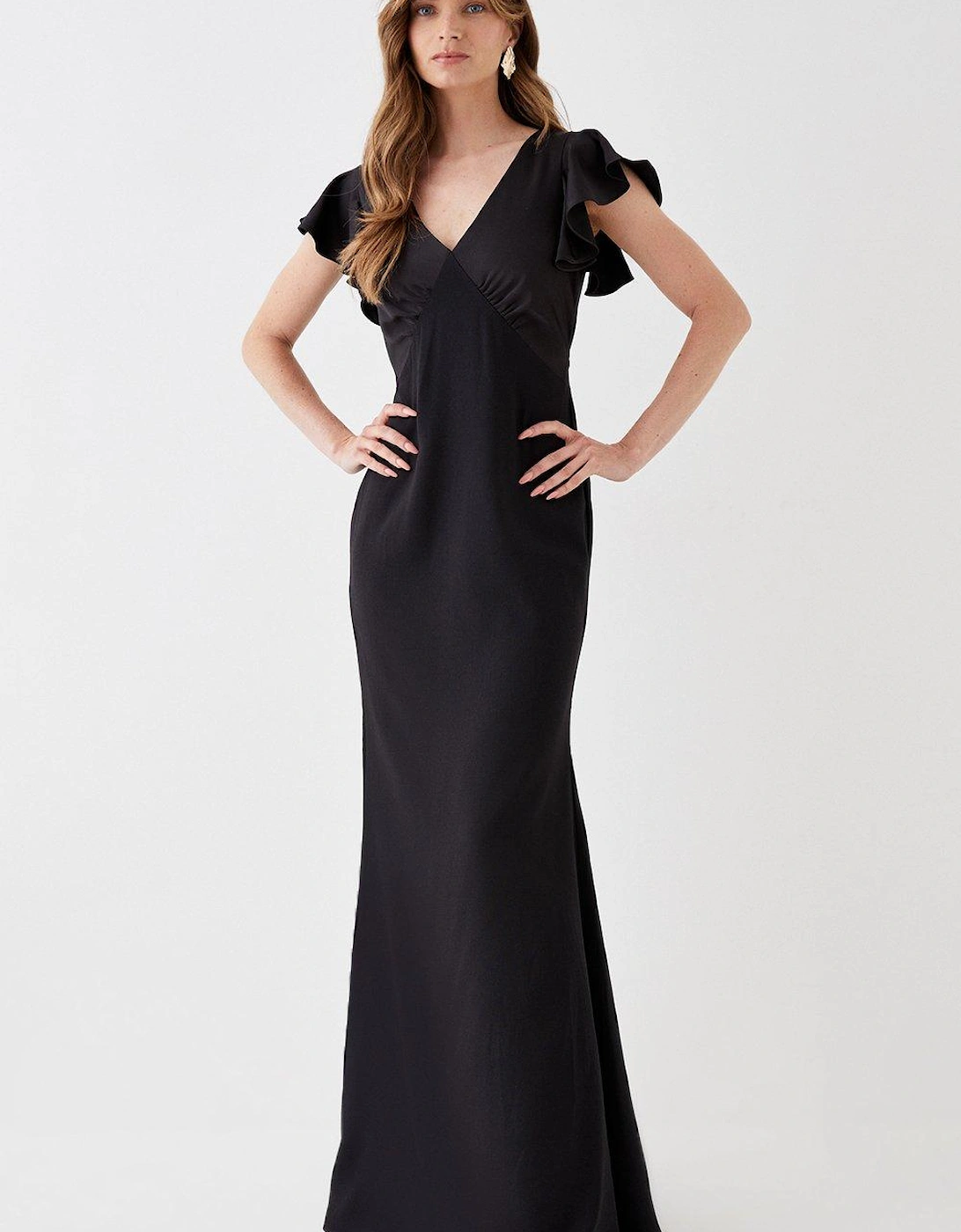 V Neck Ruffle Sleeve Maxi Dress, 5 of 4