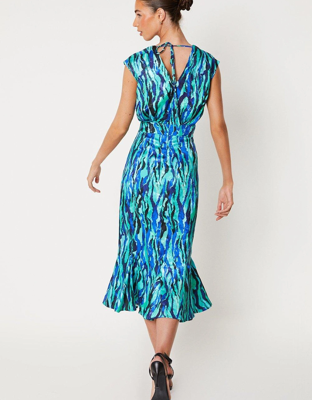 Satin Jacquard Printed Midi Dress