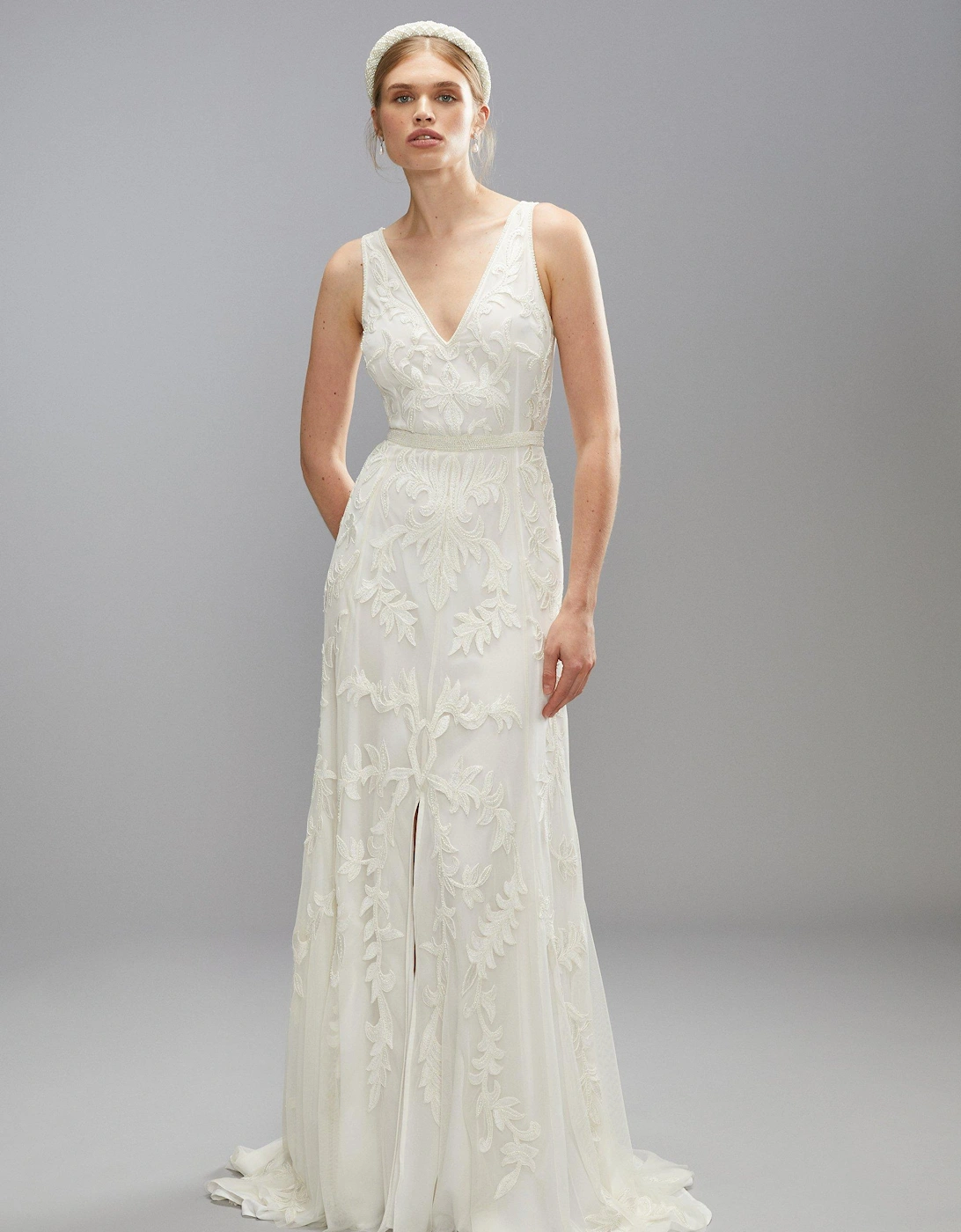 Premium Corded Embroidery Bridal Maxi Dress With Belt, 6 of 5