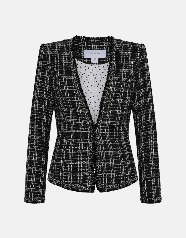 Lisa Tan Fitted Blazer In Tweed