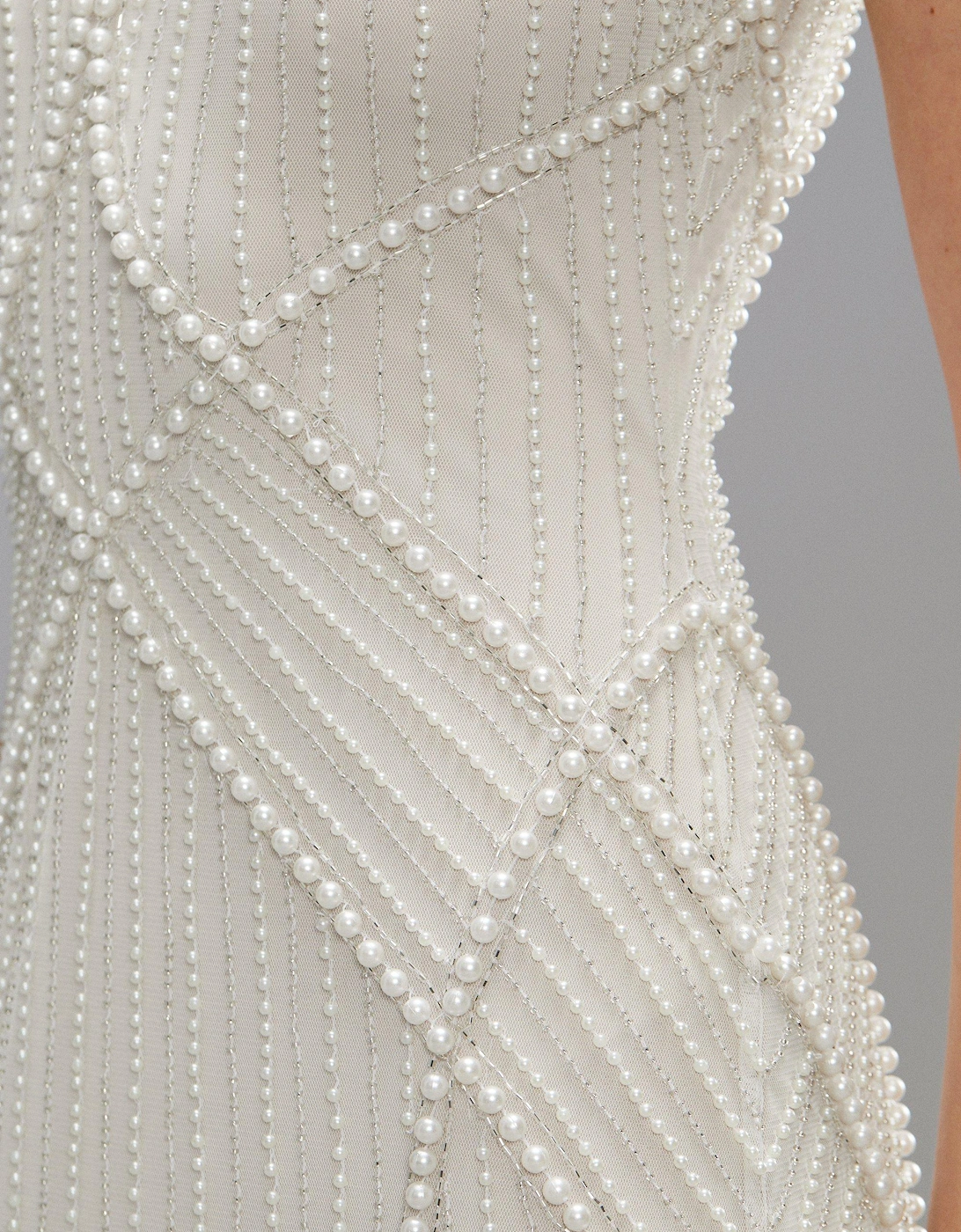 Sculpting Pearl And Diamante Embellished Bridal Maxi Dress