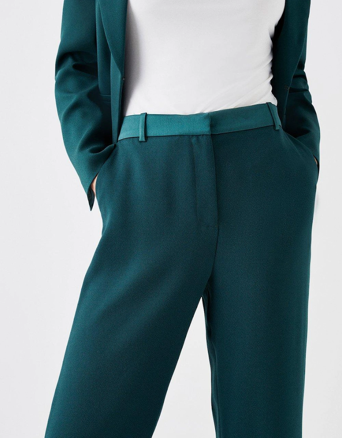 Straight Leg Satin Waistband Trouser