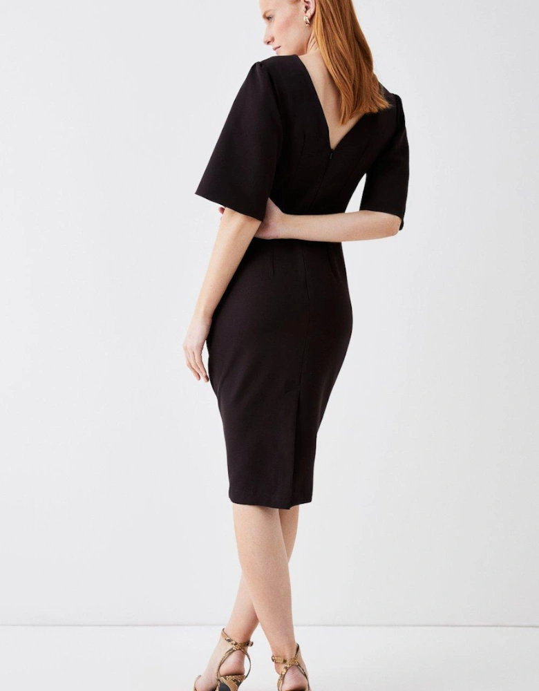 Flare Sleeve Crepe Dress