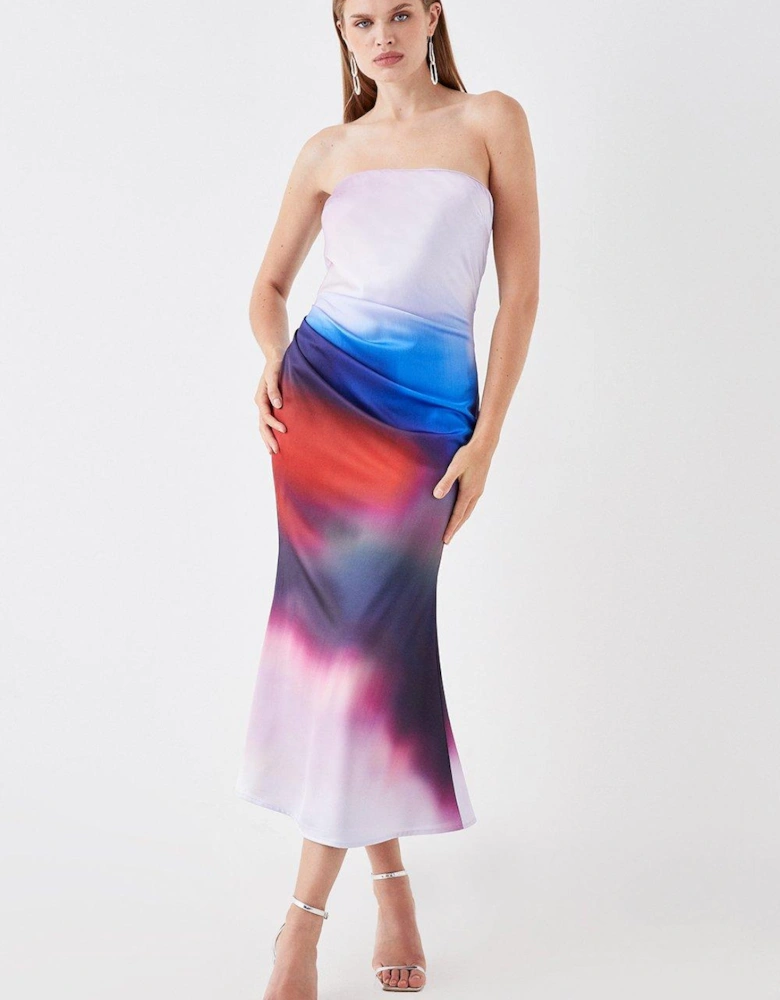Sophie Habboo Ombre Satin Ruched Dress