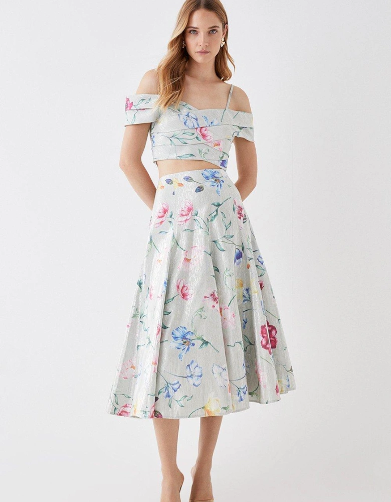 The Collector High Waist Godet Midi Skirt