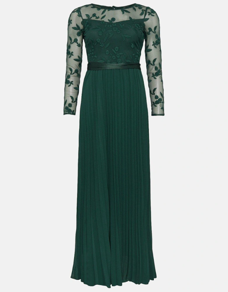 Petite Embroidered Long Sleeve Maxi Dress