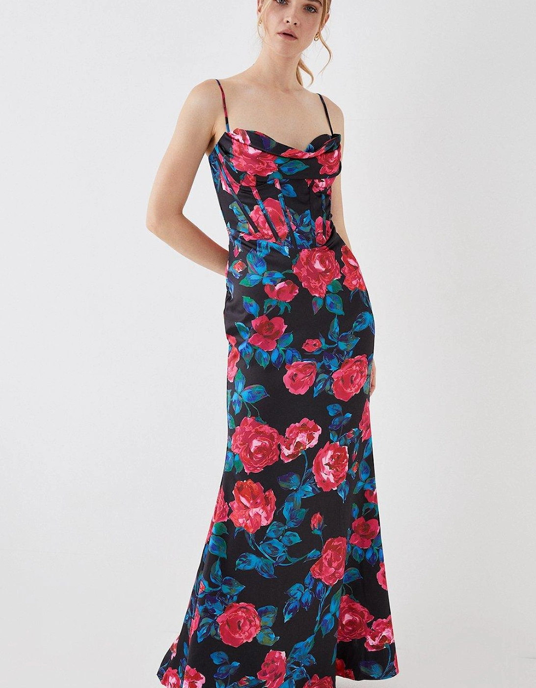 Rose Print Corset Cowl Front Gown, 5 of 4