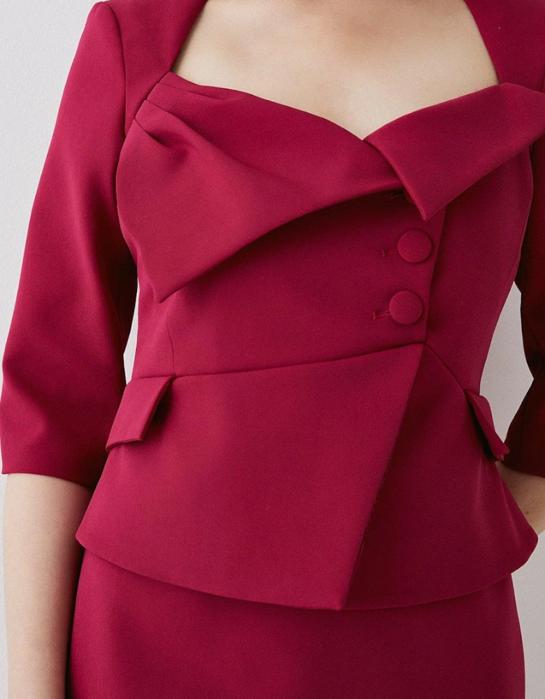 Premium Fold Over Button Detail Pencil Dress