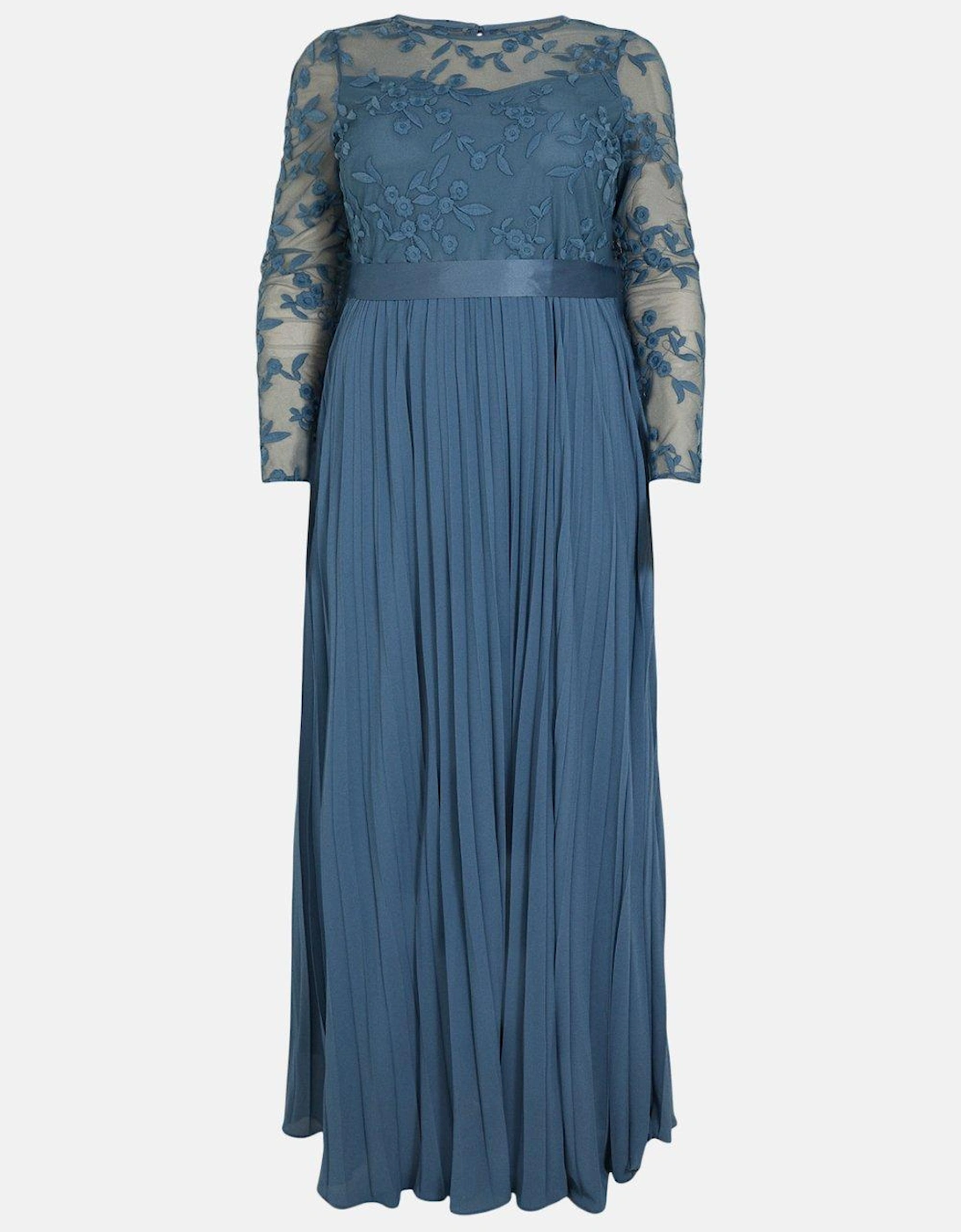 Plus Size Embroidered Long Sleeve Maxi Dress