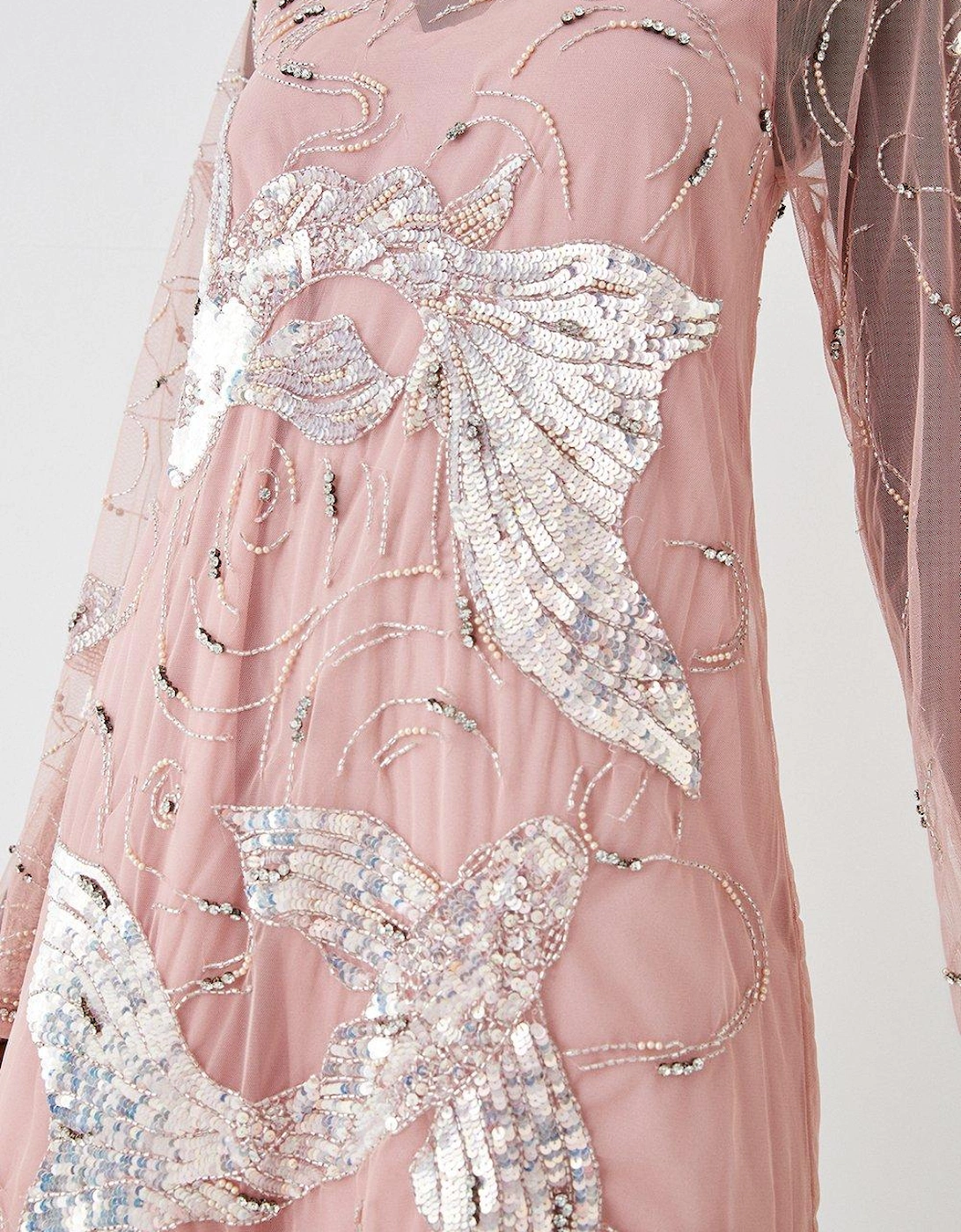 Koi Carp Hand Embellished Mini Dress
