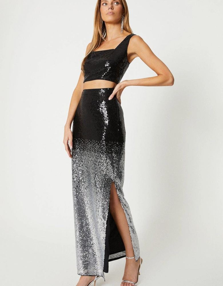 Ombre Sequin Pencil Skirt Co-ord