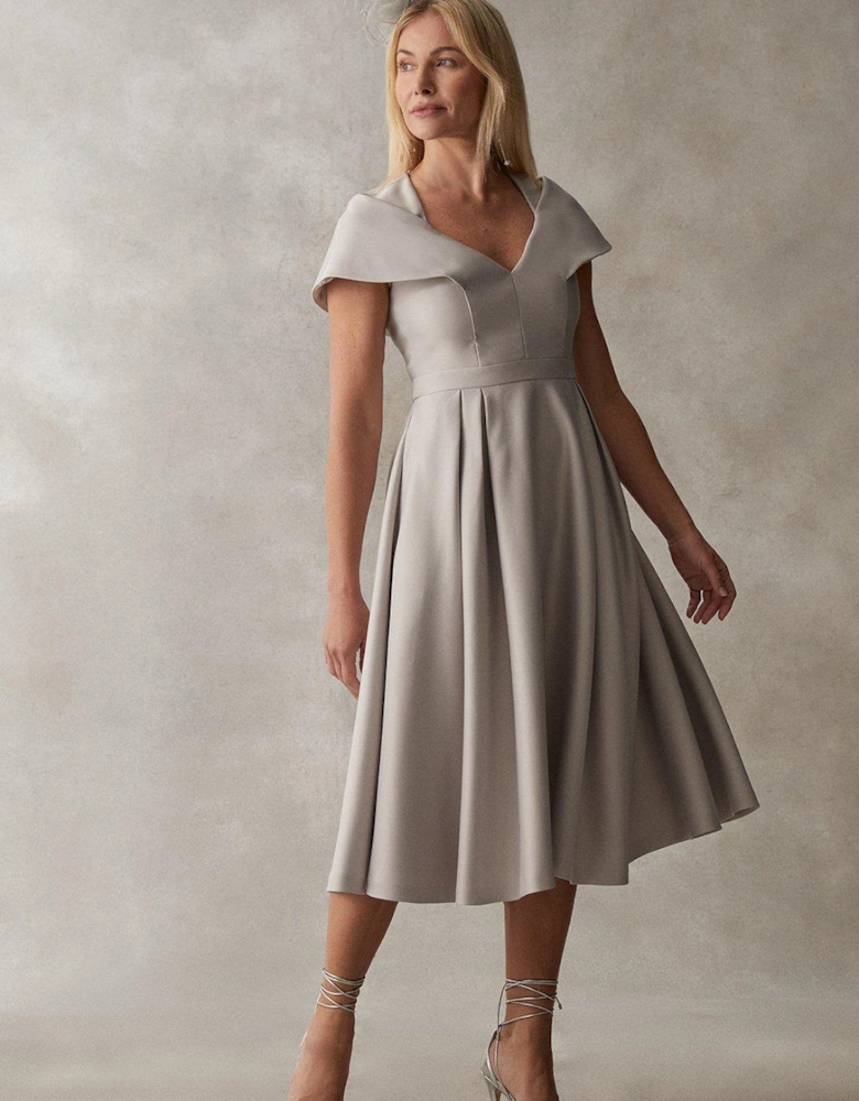 Cape Sleeve Midi Dress