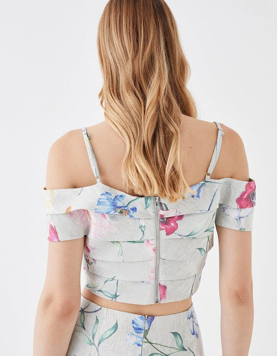 The Collector Tuck Off Shoulder Print Top
