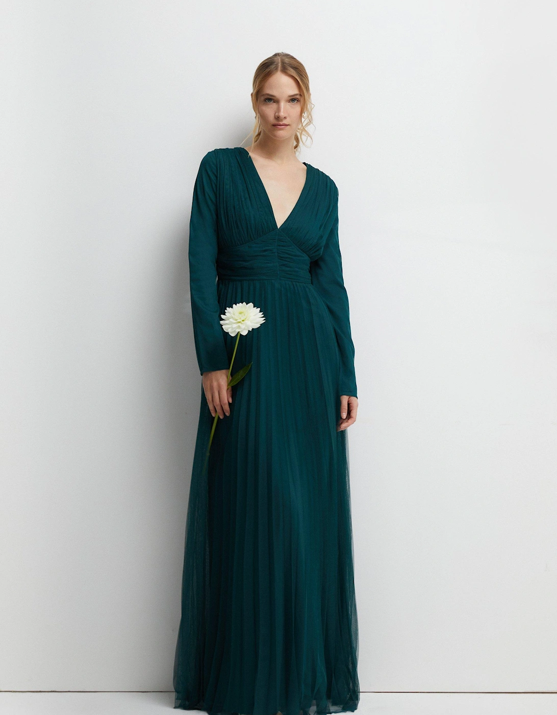 Long Sleeve Mesh Bridesmaids Dress, 5 of 4