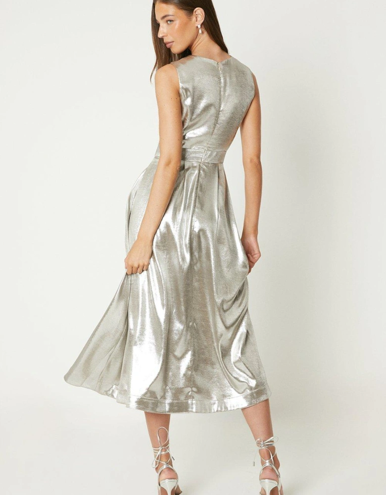 Plunge Dress In Metallic