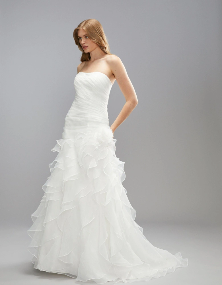 Premium Statement Bandeau Ruffle Organza Princess Wedding Dress