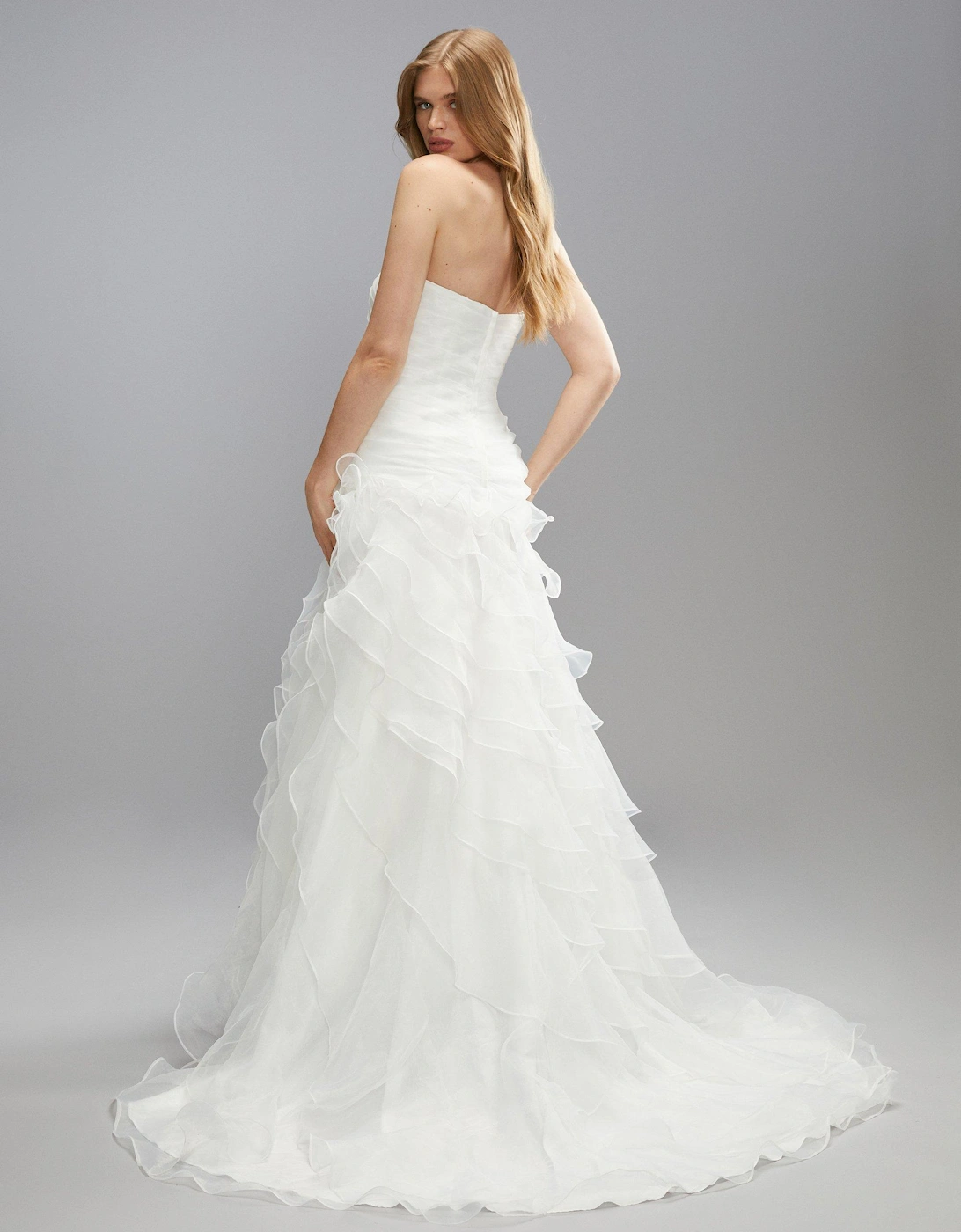 Premium Statement Bandeau Ruffle Organza Princess Wedding Dress