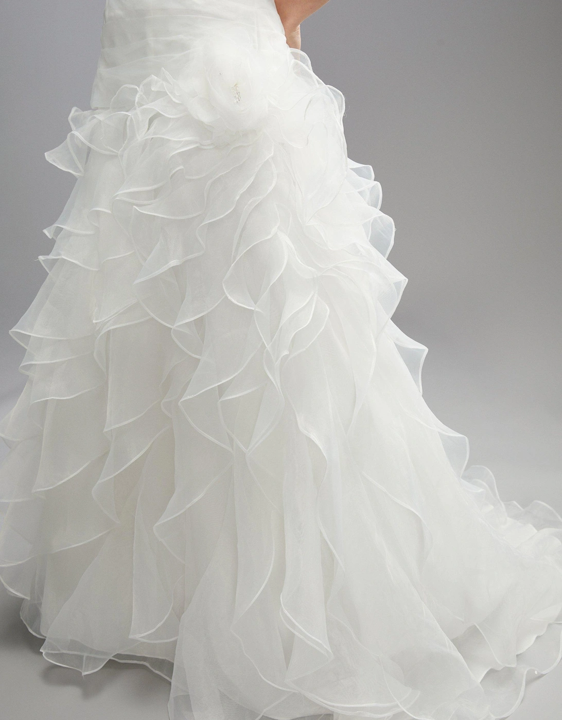 Premium Statement Bandeau Ruffle Organza Princess Wedding Dress