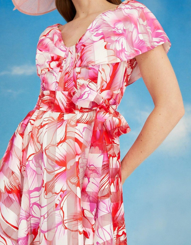 Lisa Tan Bardot Tie Waist Organza Midi Dress