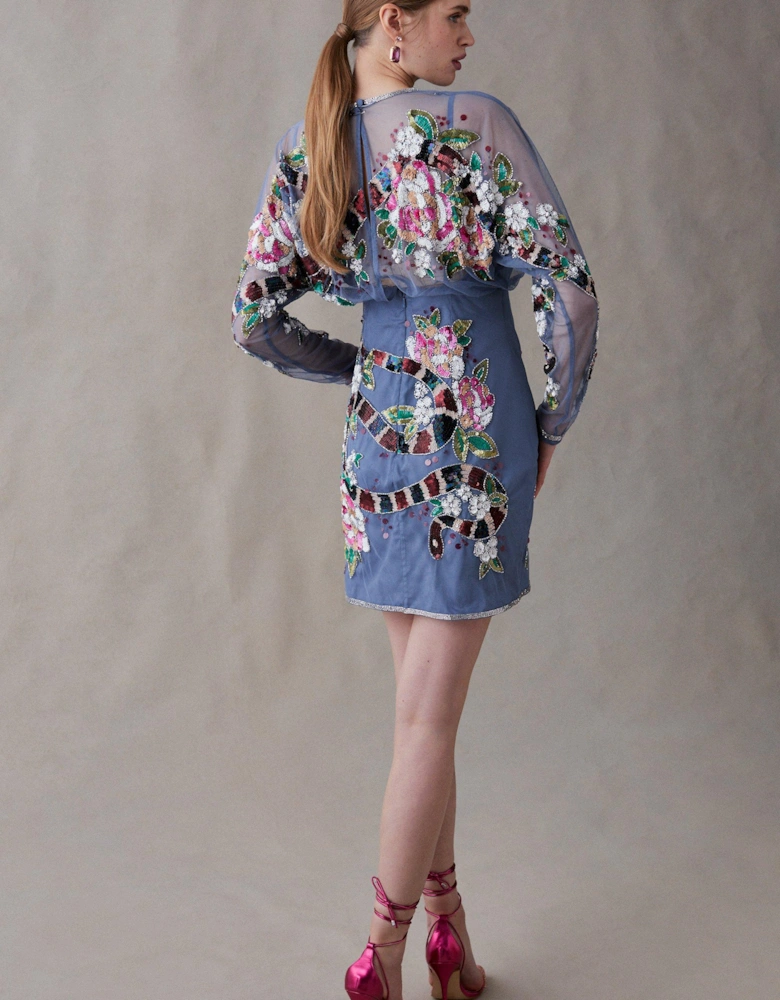 Premium Hand Embellished Mini Dress