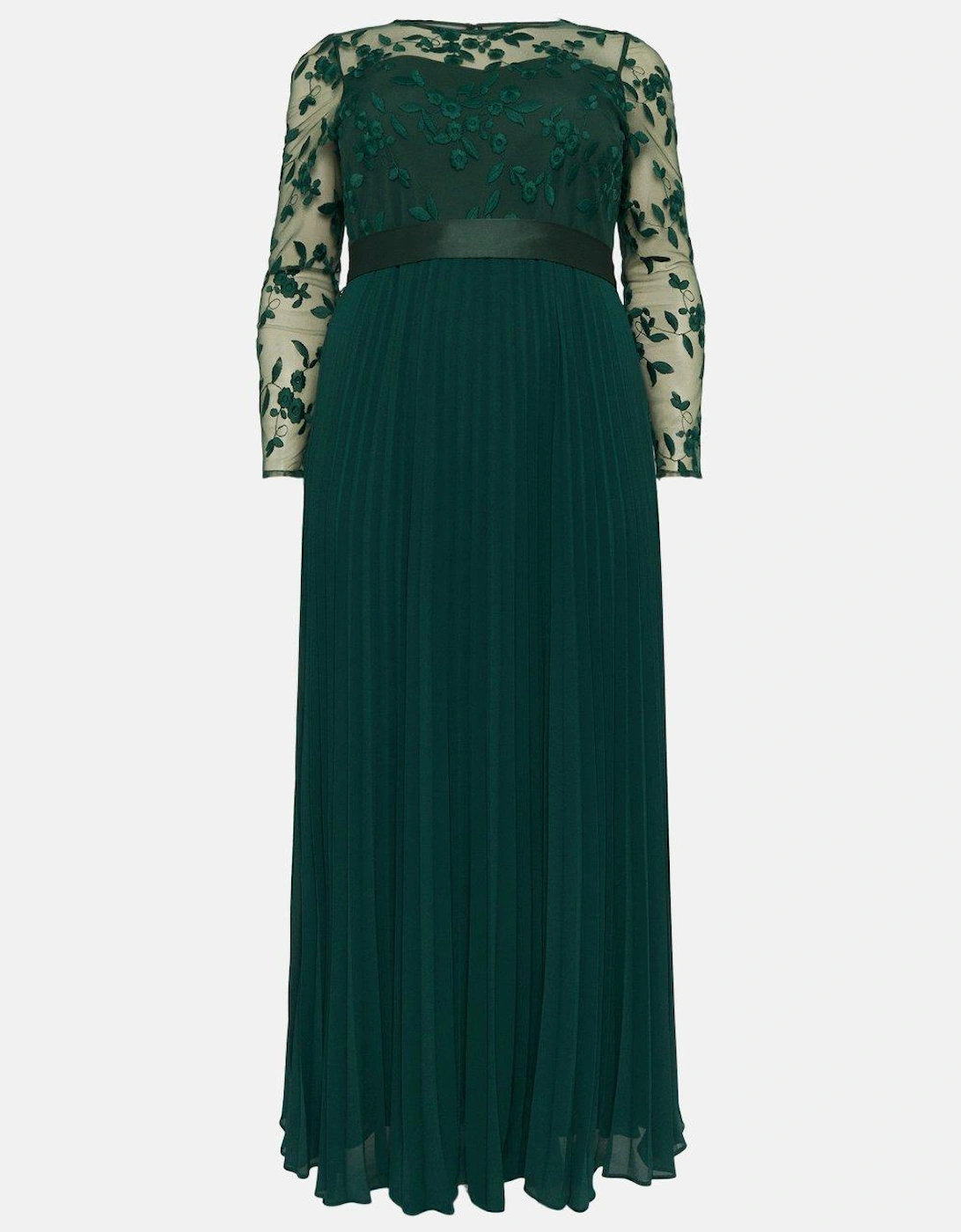 Plus Size Embroidered Long Sleeve Maxi Dress
