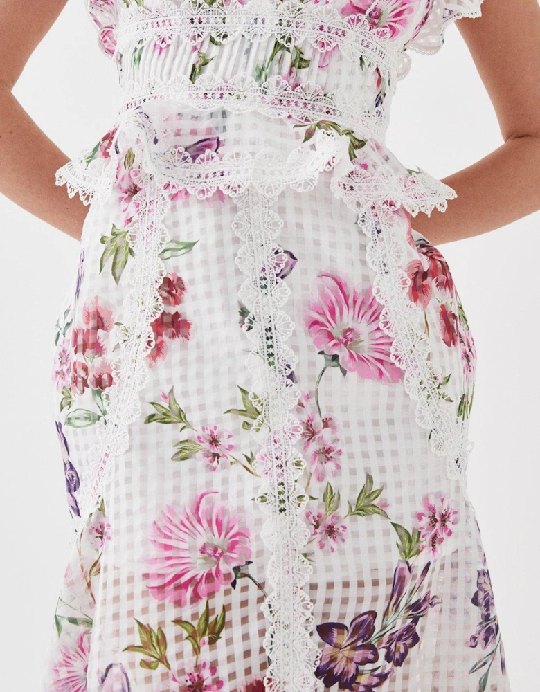 Petite Fishtail Skirt Ruffle Organza Midi Dress