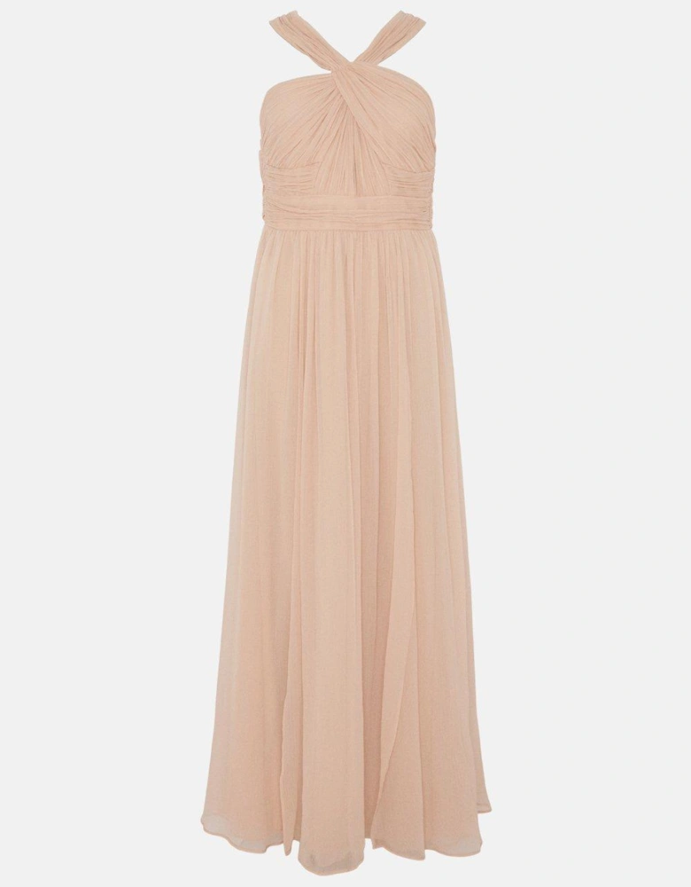 Cross Back Crinkle Chiffon Maxi Dress