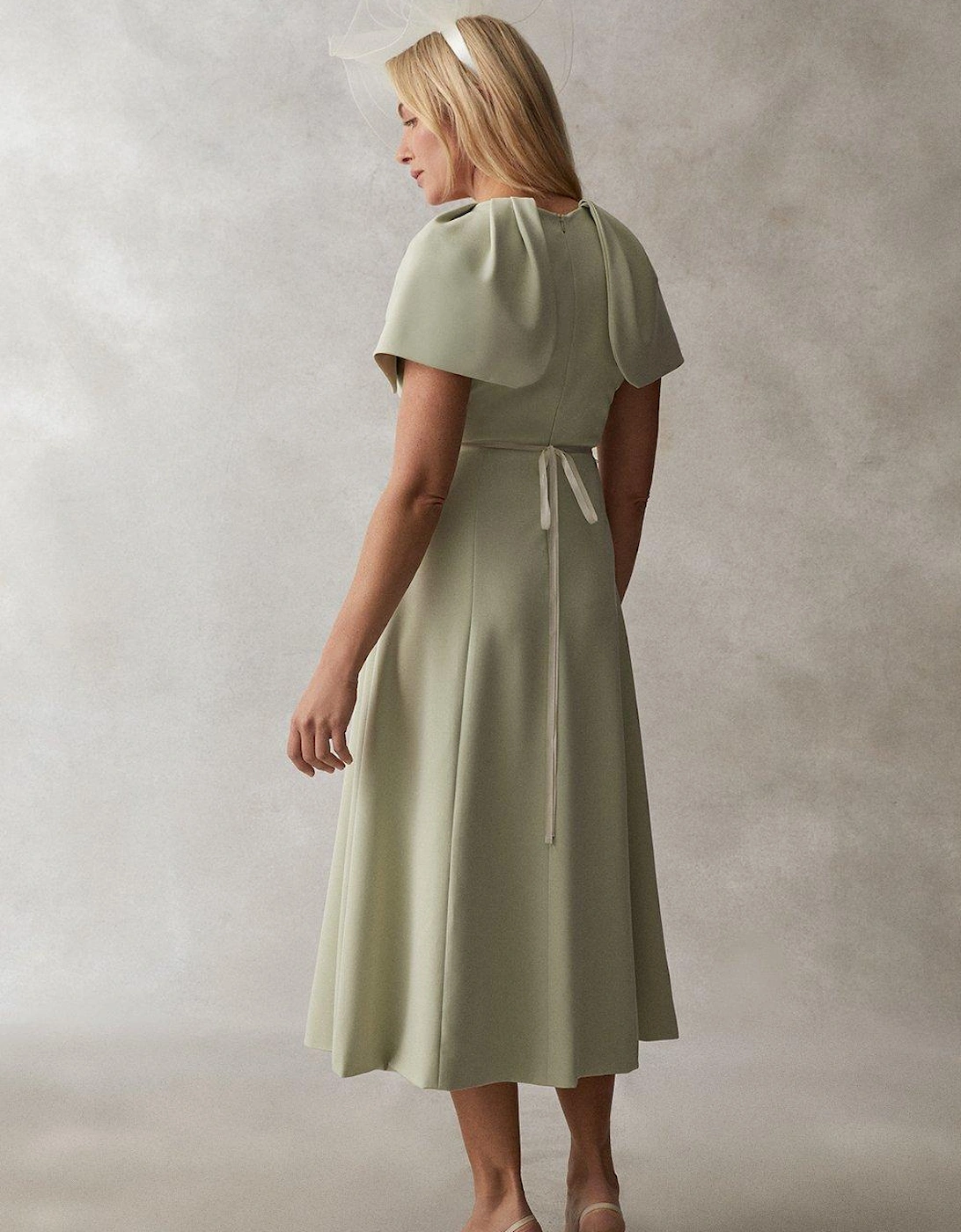 Wrap Midi Dress With Sleeve Detail