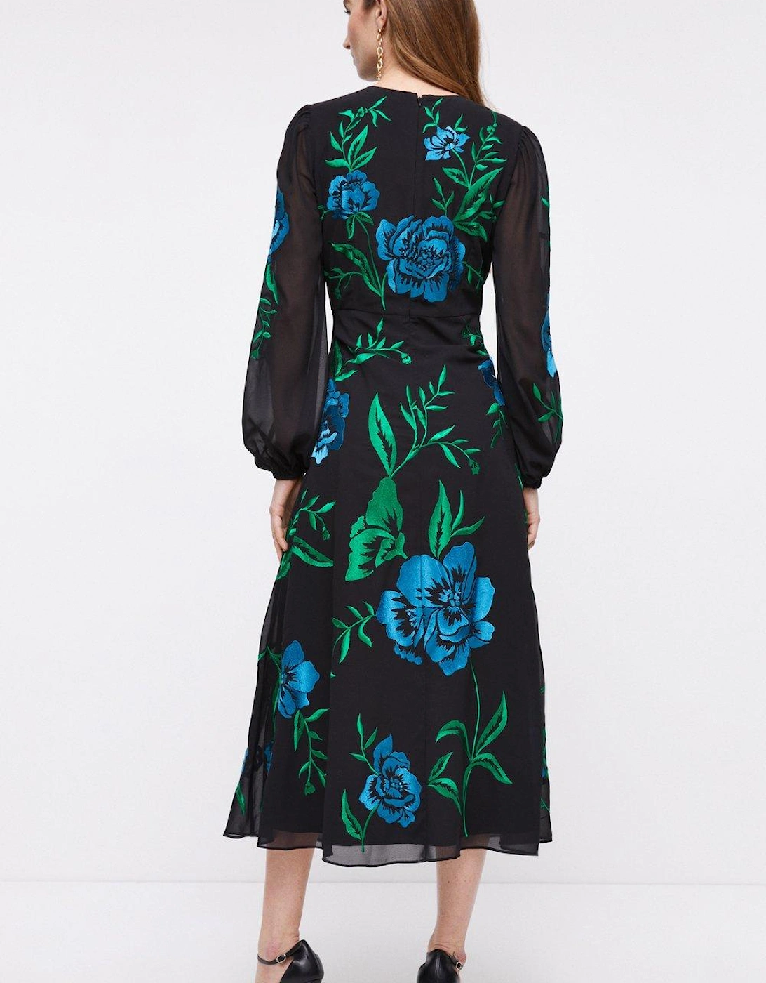 Blooming Marigold Embroidered Midi Dress