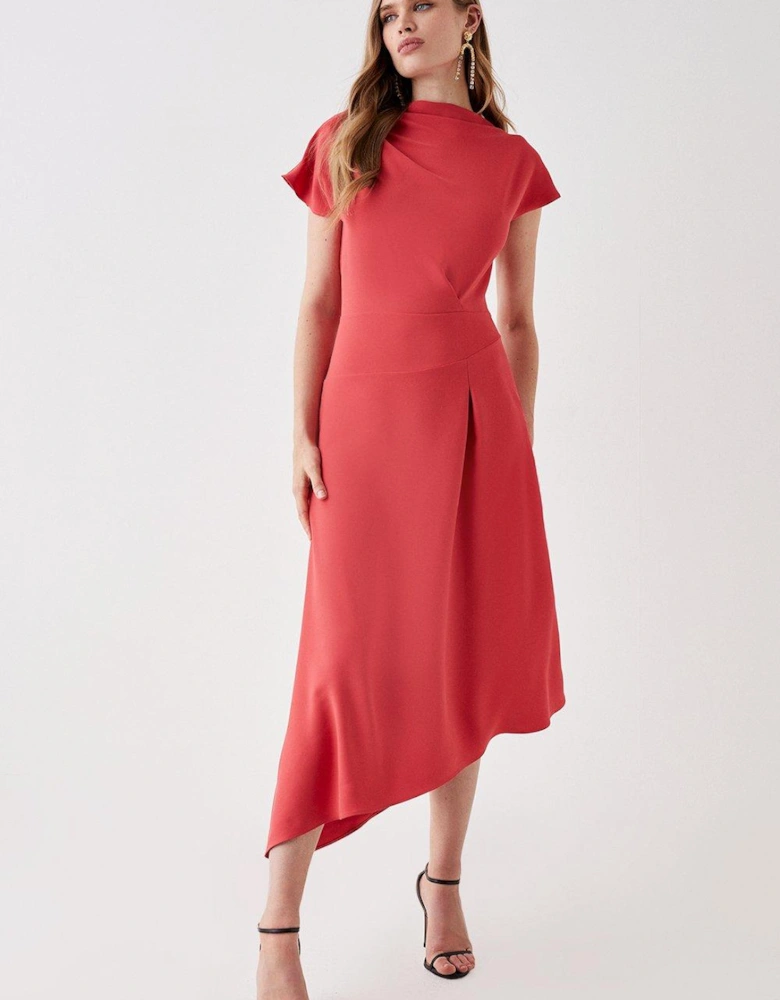 Asymmetric Neck And Hem Midi Dress