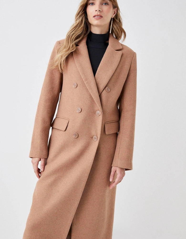 Wool Double Breasted Longline Coat