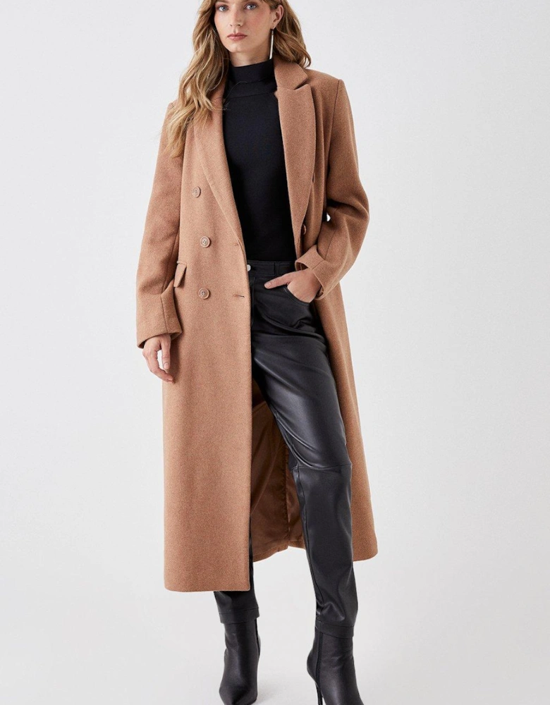 Wool Double Breasted Longline Coat