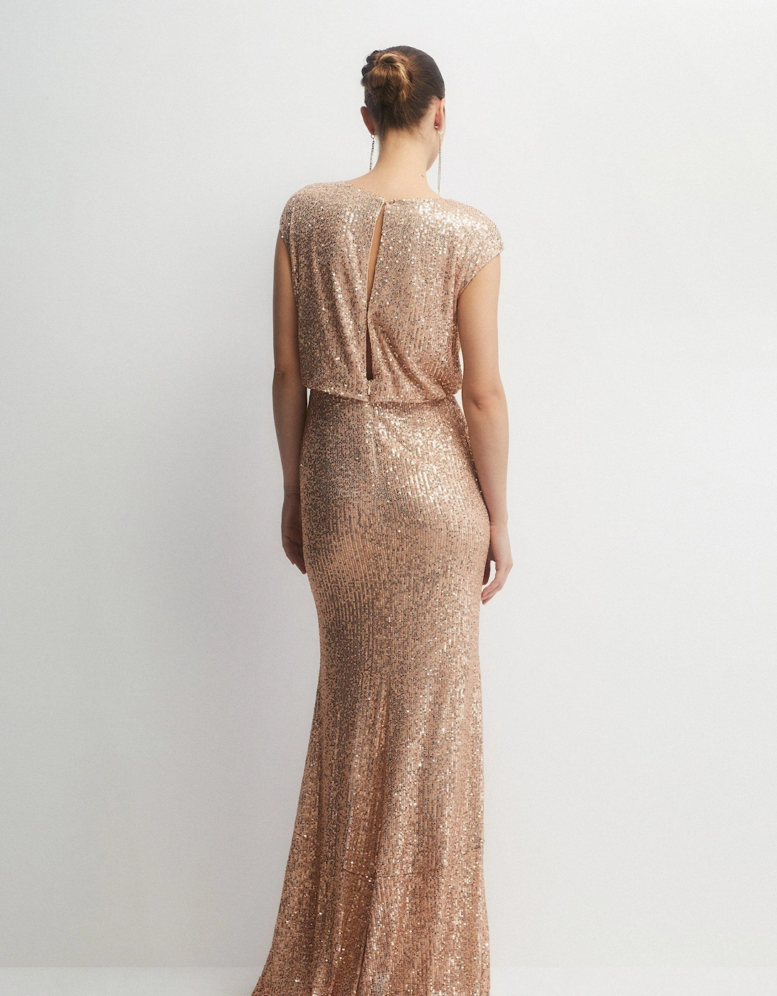 Blouson Top Fishtail Sequin Bridesmaids Maxi Dress