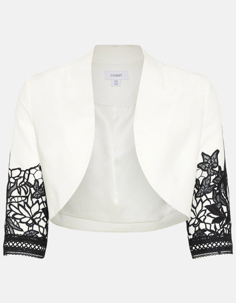 Cropped Jacket With Lace Trim