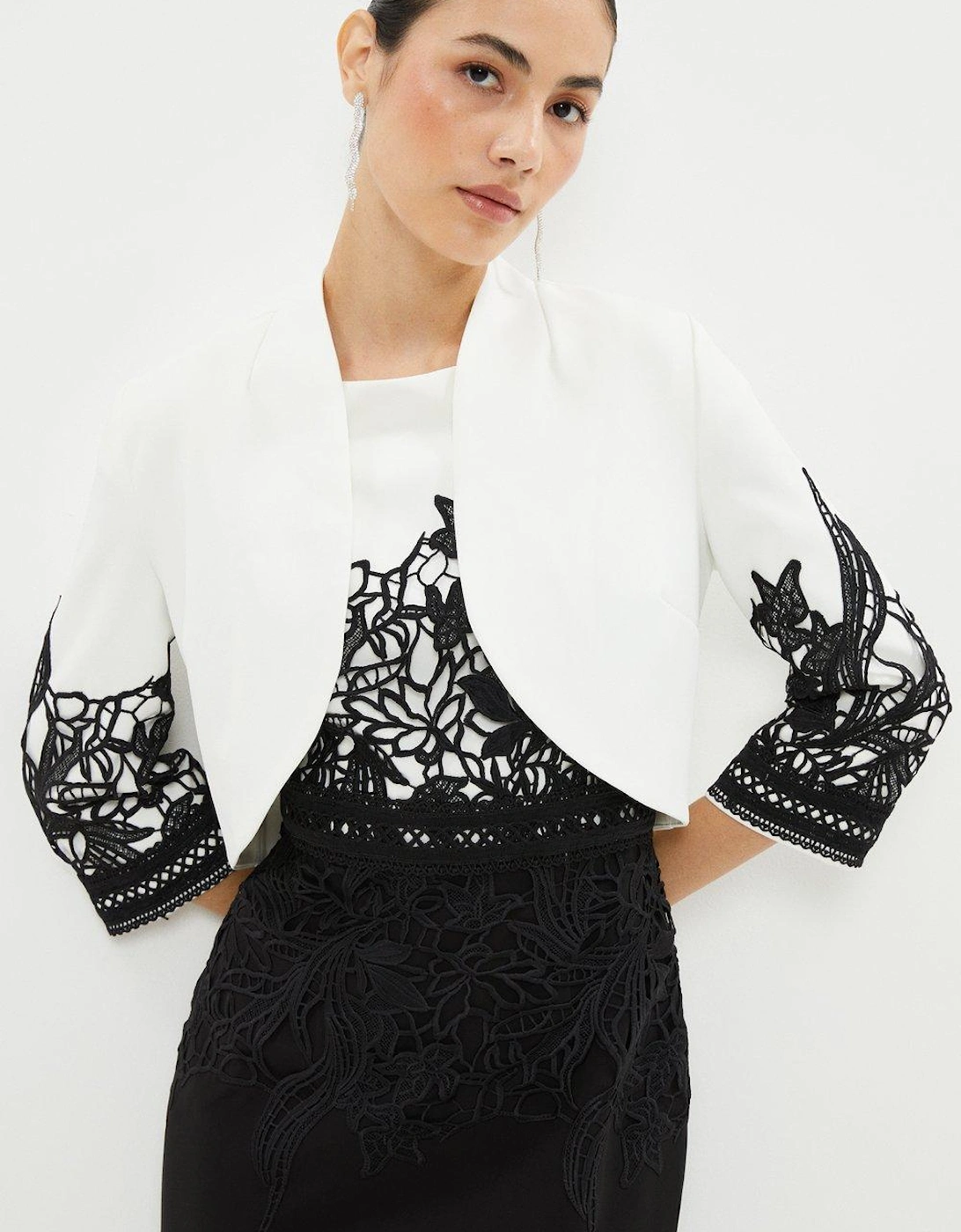 Cropped Jacket With Lace Trim, 5 of 4