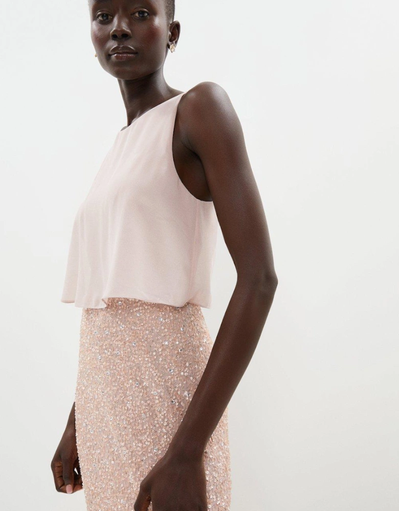 Cami Overlay All Over Sequin Skirt Maxi Dress