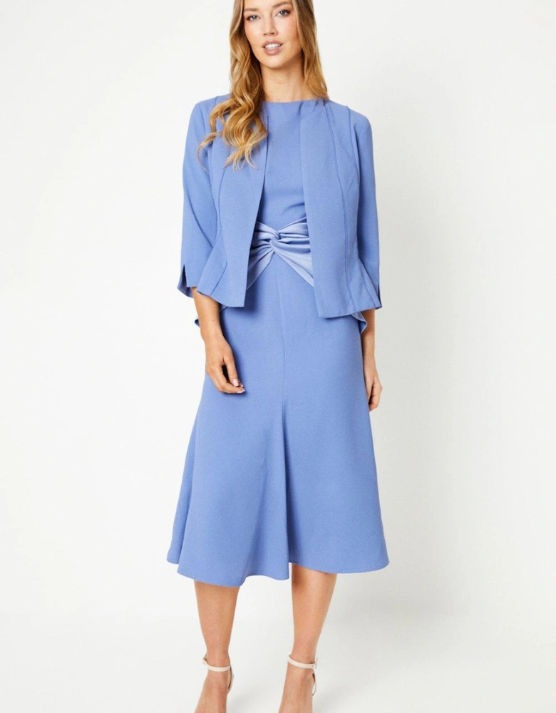 Crepe Tailored Jacket With Piped Seams