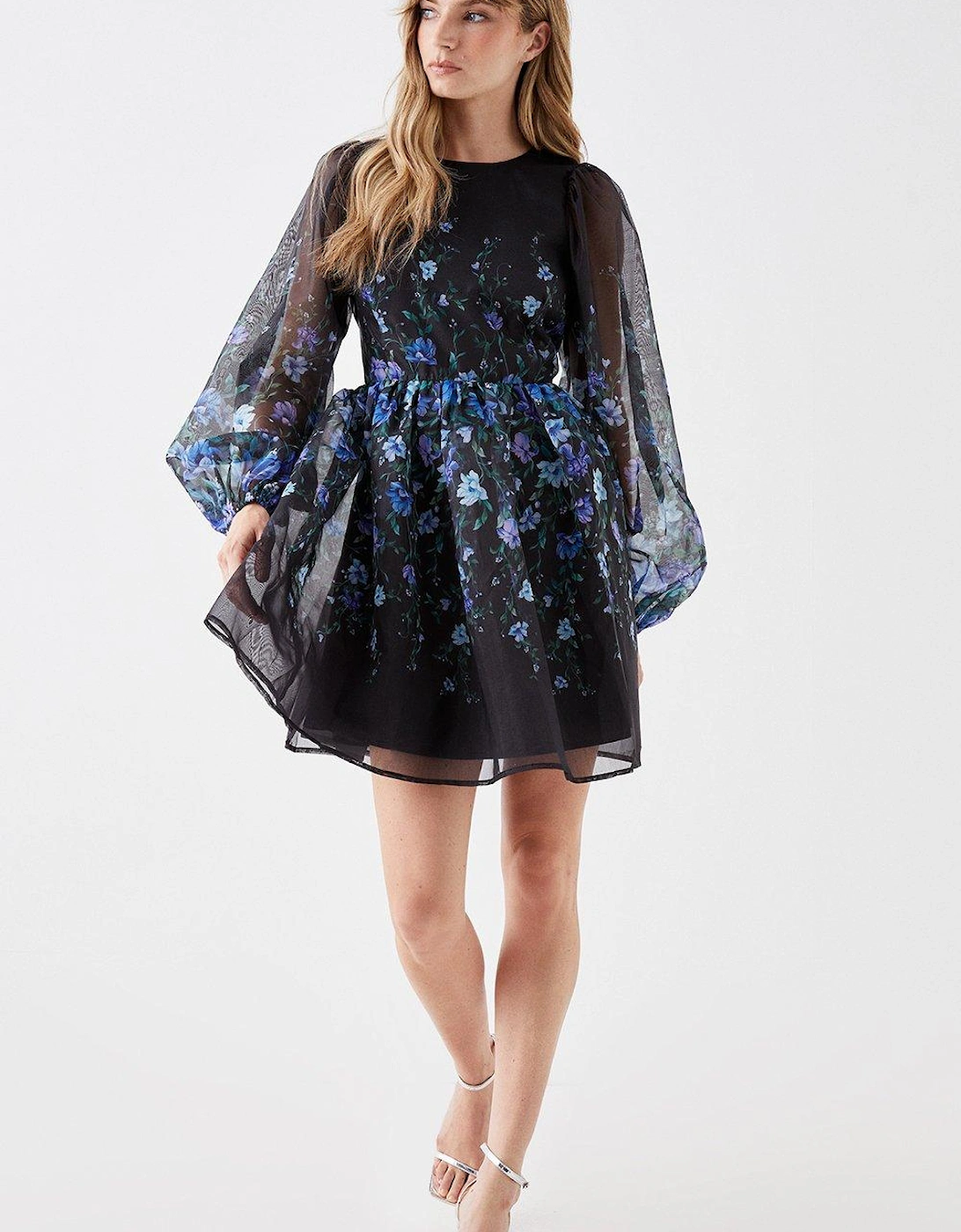 Placement Print Long Sleeve Mini Dress, 5 of 4