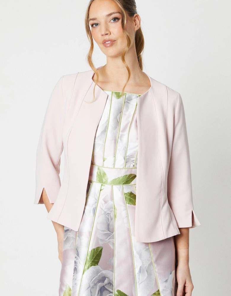 Crepe Tailored Jacket With Piped Seams