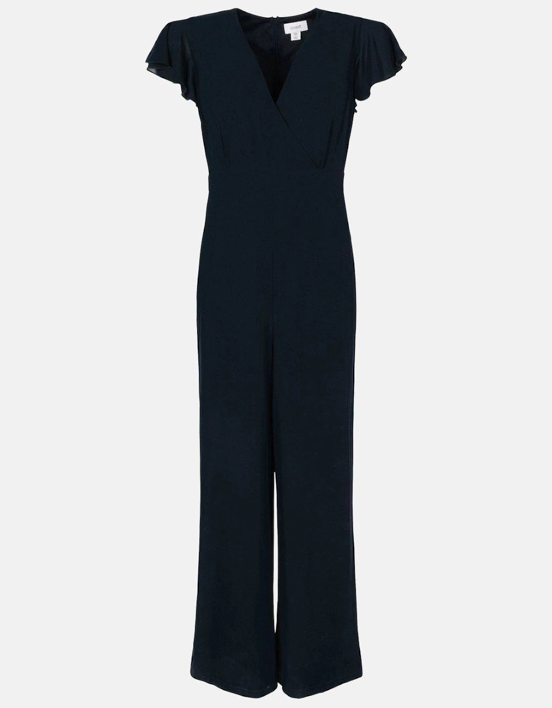 Wrap Front Flute Sleeve Wide Leg Jumpsuit