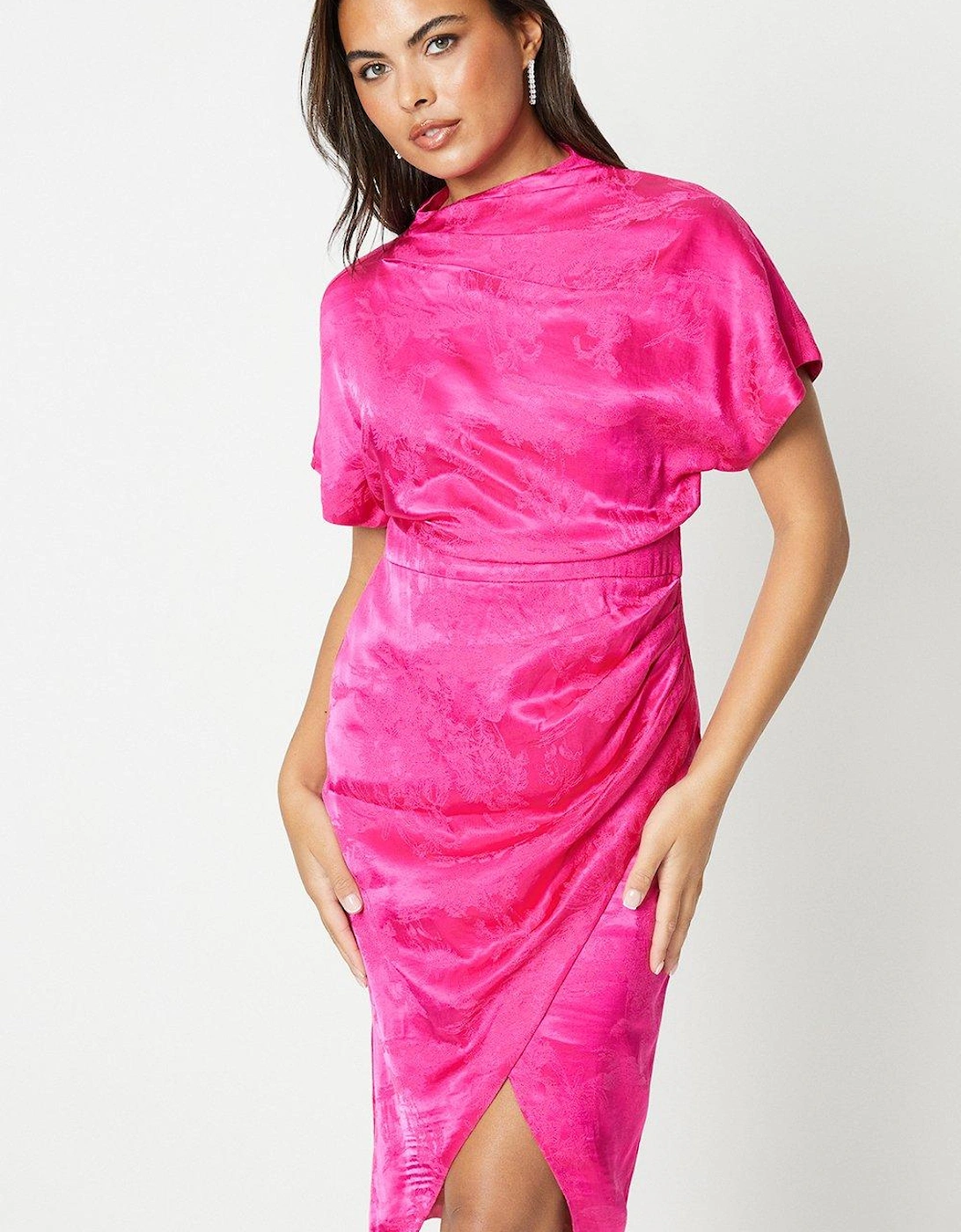 Jacquard Drape Top Midi Dress