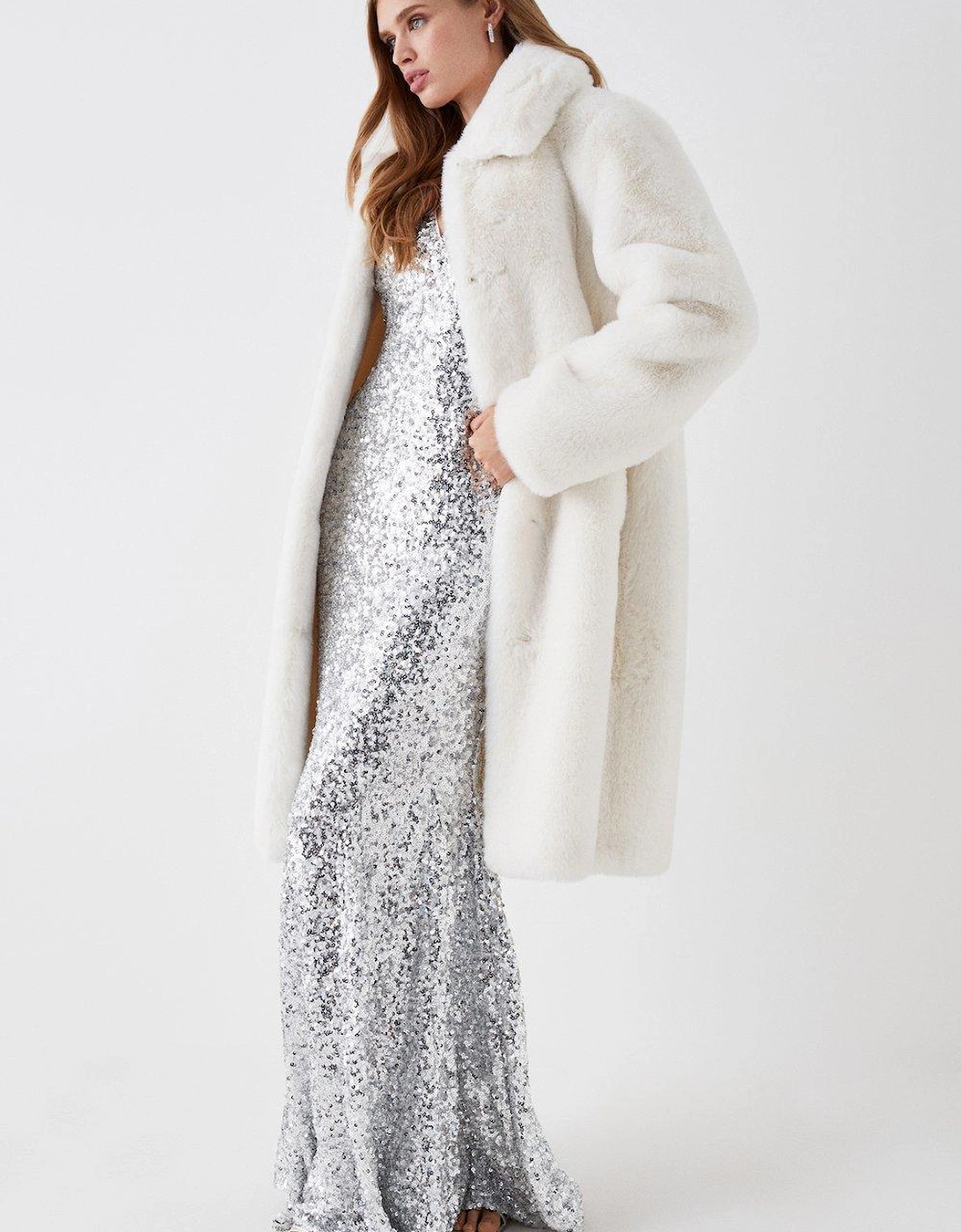 Faux Fur Longline Collared Coat, 5 of 4