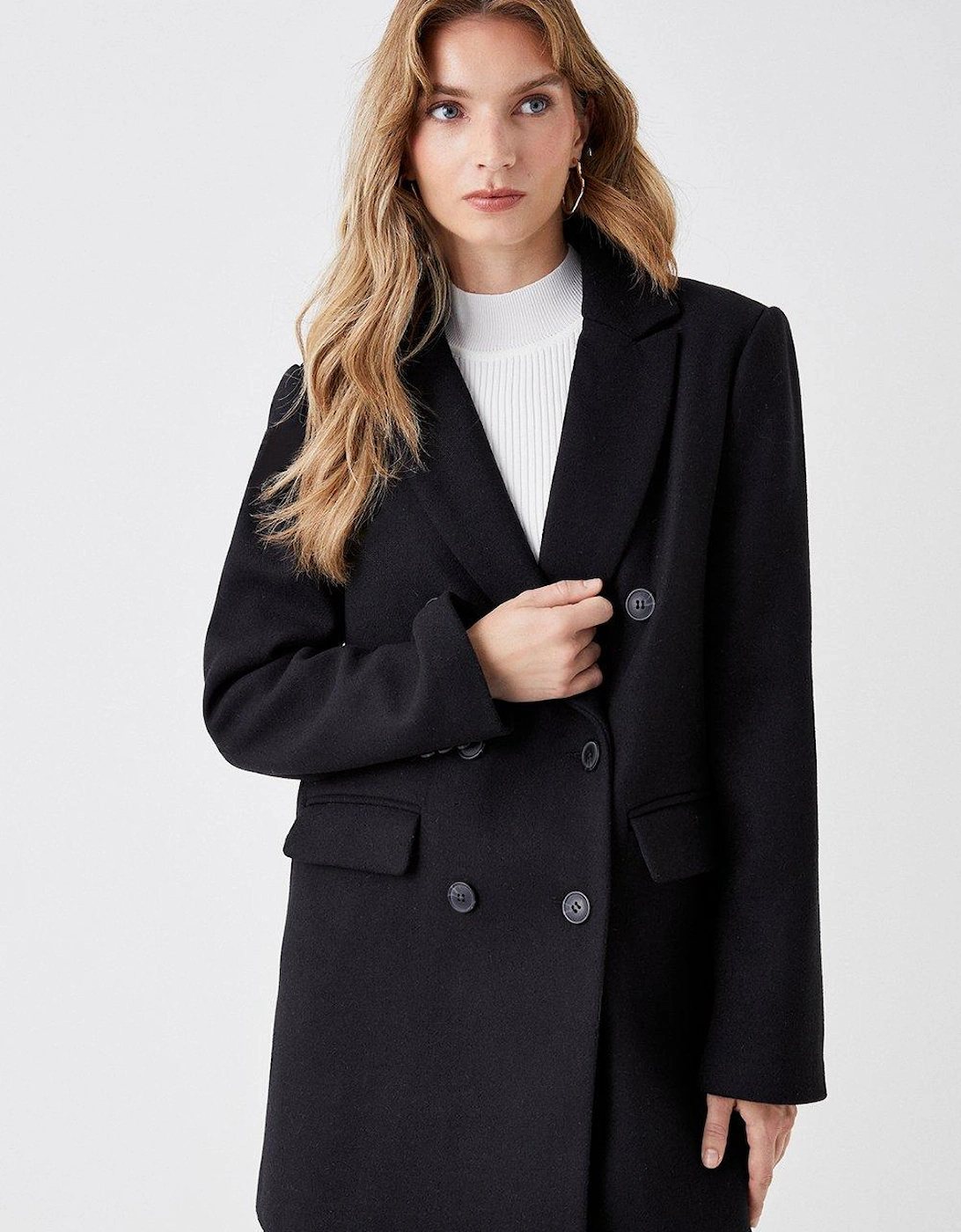 Wool Double Breasted Midi Coat