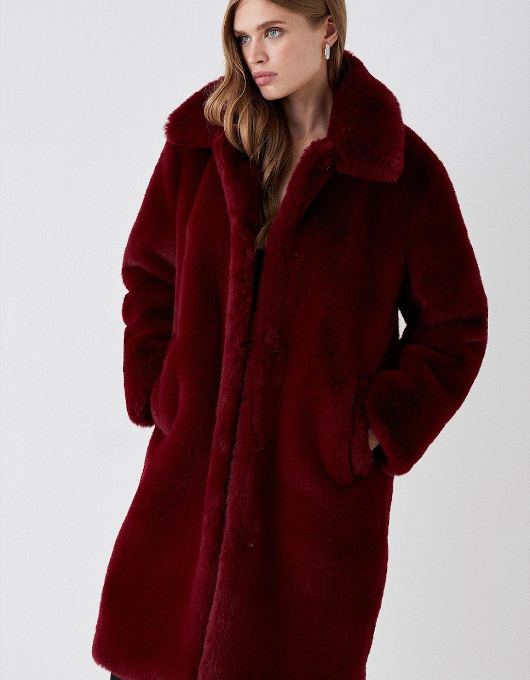 Faux Fur Longline Collared Coat, 5 of 4